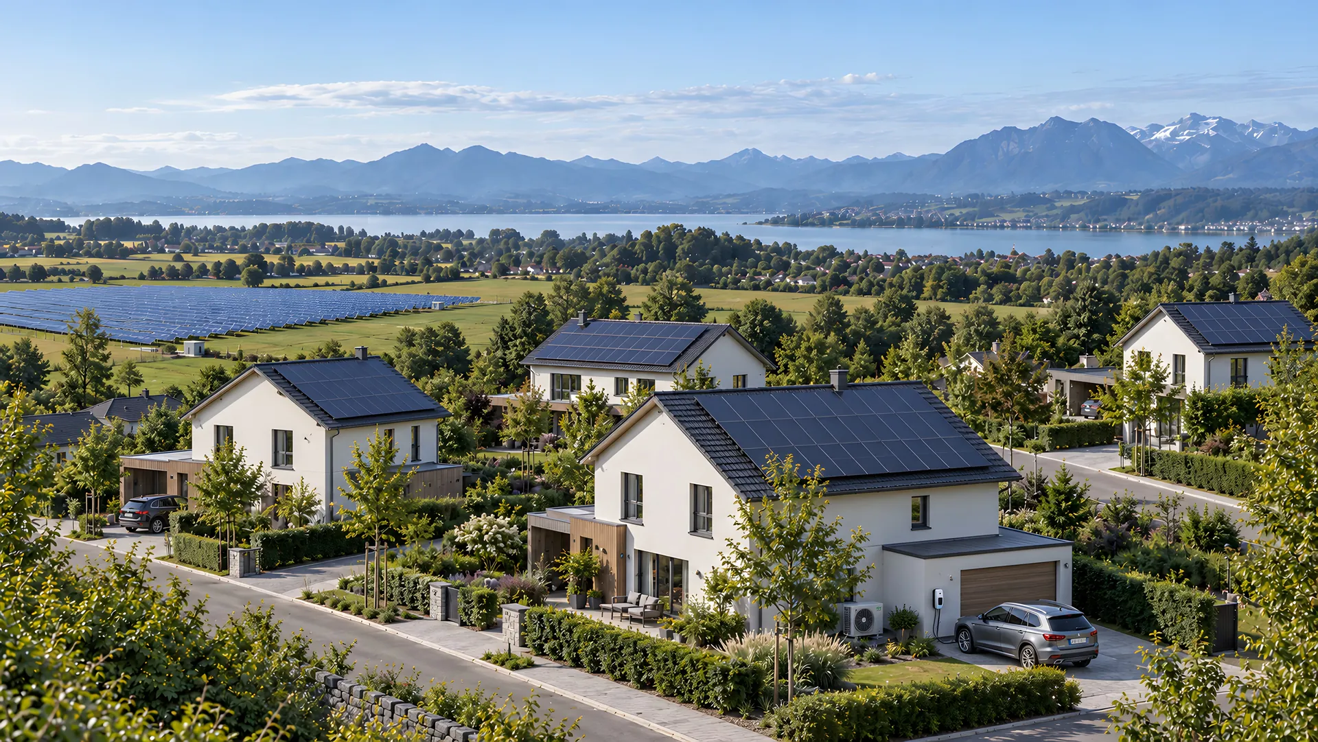 Visualisierung eines Privathauses mit Solaranlage